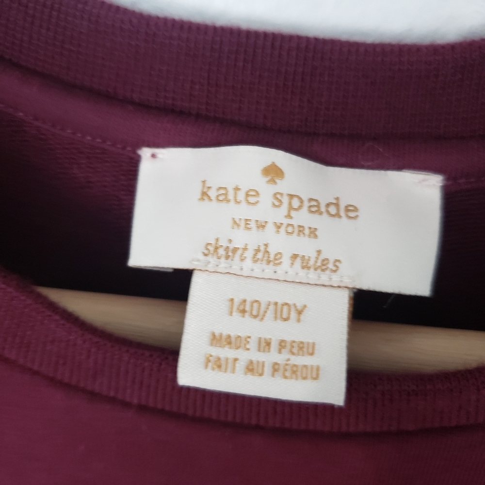 Kate Spade kid girl burgundy stripe dress size 10 - Picture 6 of 8